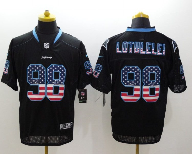 Men's Carolina Panthers Star Lotulelei #98 Black Jersey