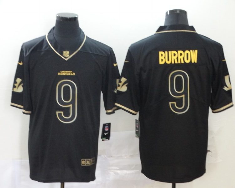 Men's Cincinnati Bengals #9 Joe Burrow Black Team Jersey