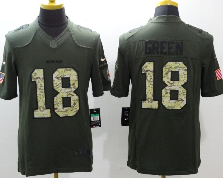 Men's Cincinnati Bengals A.J. Green #18 Army Green Jersey