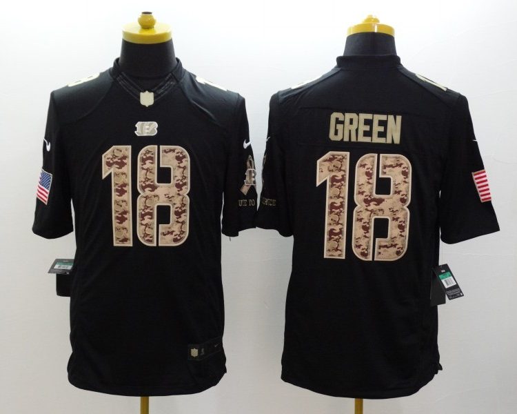 Men's Cincinnati Bengals A.J. Green #18 Black Team Jersey