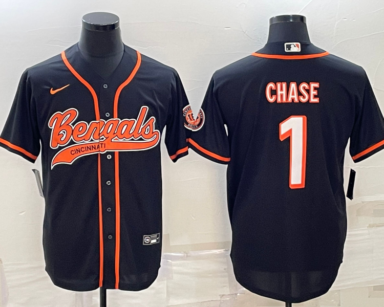 Men's Cincinnati Bengals Ja'Marr Chase #1 Black Jersey