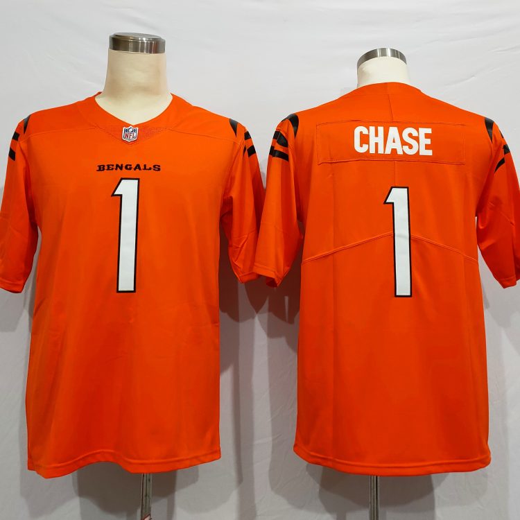 Men's Cincinnati Bengals Ja'Marr Chase #1 Orange Alternate Jersey