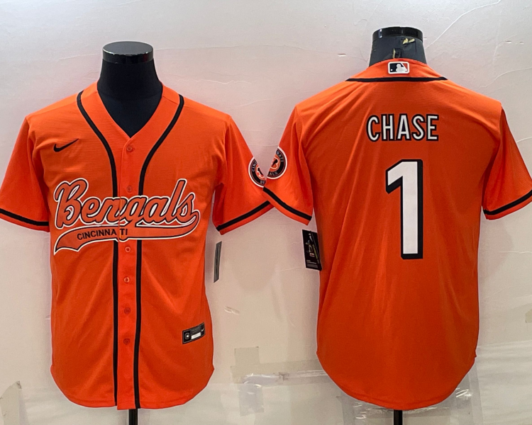 Men's Cincinnati Bengals Ja'Marr Chase #1 Orange Jersey