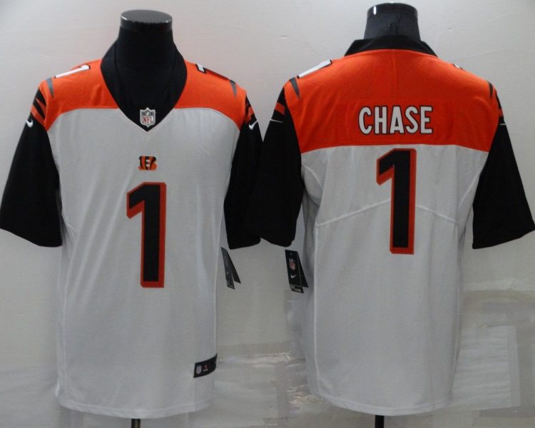 Men's Cincinnati Bengals Ja'Marr Chase #1 Orange/White Jersey
