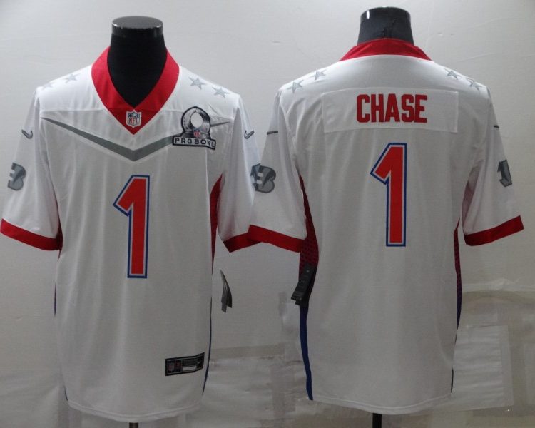 Men's Cincinnati Bengals Ja'Marr Chase #1 White ALL STAR Jersey
