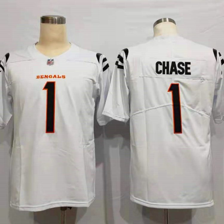 Men's Cincinnati Bengals Ja'Marr Chase #1 White Jersey