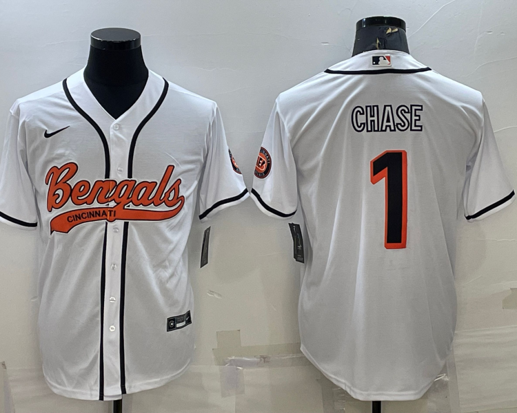 Men's Cincinnati Bengals Ja'Marr Chase #1 White Jersey