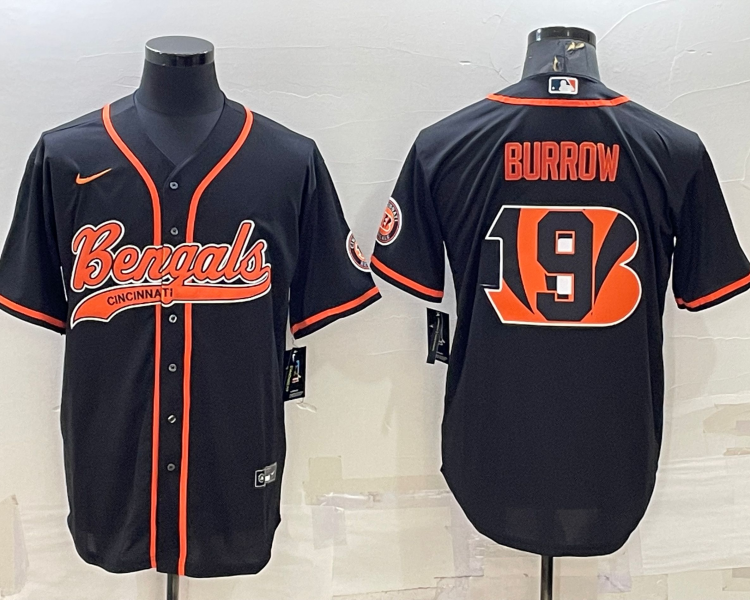 Men's Cincinnati Bengals Joe Burrow #9 Black Jersey