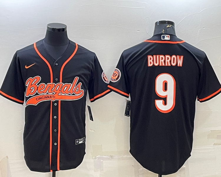 Men's Cincinnati Bengals Joe Burrow #9 Black Jersey