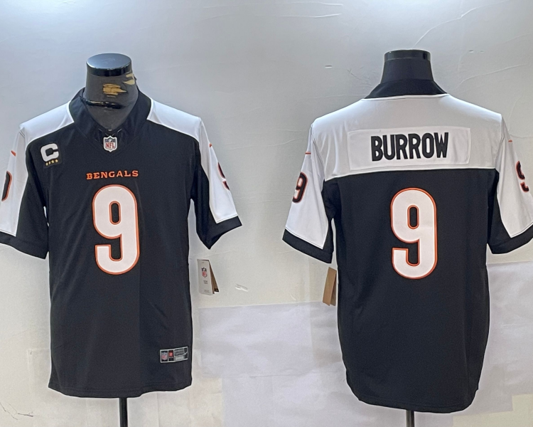 Men's Cincinnati Bengals Joe Burrow #9 Black Jersey