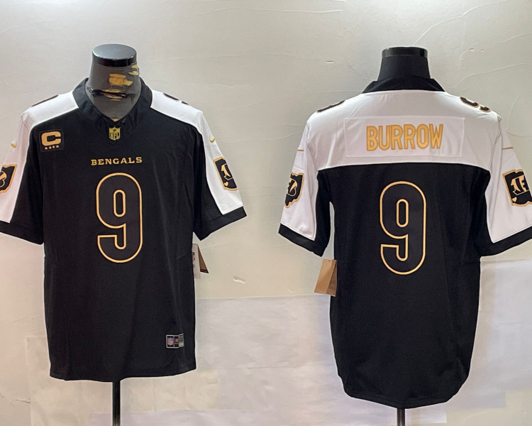 Men's Cincinnati Bengals Joe Burrow #9 Black Team Jersey