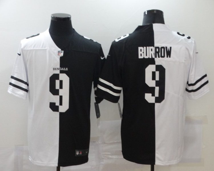 Men's Cincinnati Bengals Joe Burrow #9 Black/White Jersey