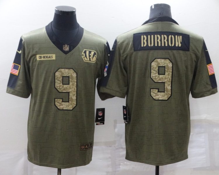 Men's Cincinnati Bengals Joe Burrow #9 Brown Jersey