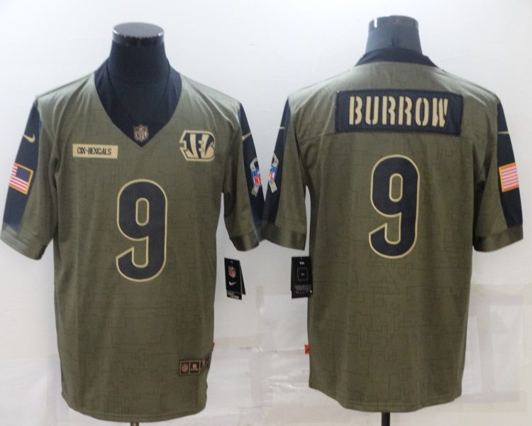 Men's Cincinnati Bengals Joe Burrow #9 Brown Jersey