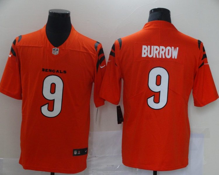 Men's Cincinnati Bengals Joe Burrow #9 Orange Alternate Jersey