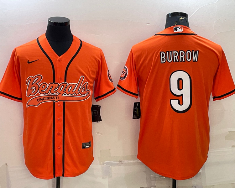 Men's Cincinnati Bengals Joe Burrow #9 Orange Jersey