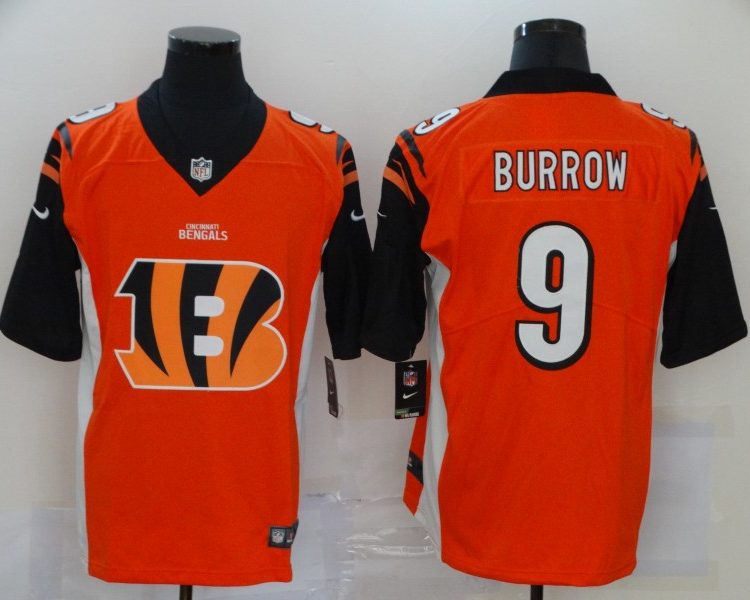 Men's Cincinnati Bengals Joe Burrow #9 Orange Jersey