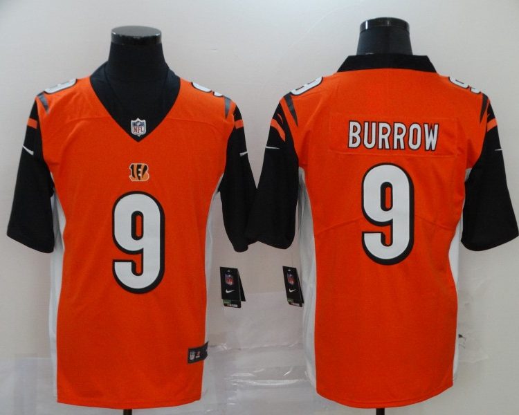 Men's Cincinnati Bengals Joe Burrow #9 Orange Jersey