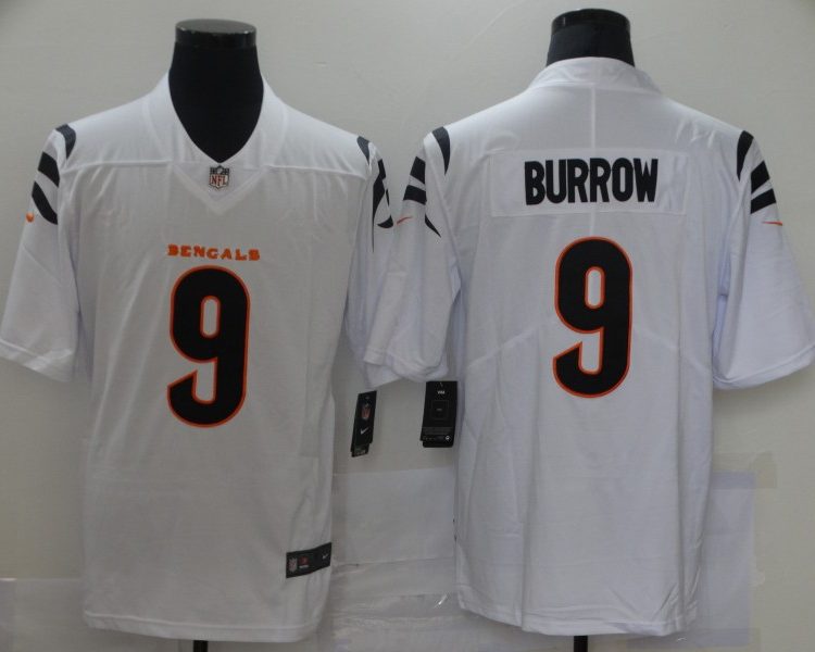 Men's Cincinnati Bengals Joe Burrow #9 White Jersey