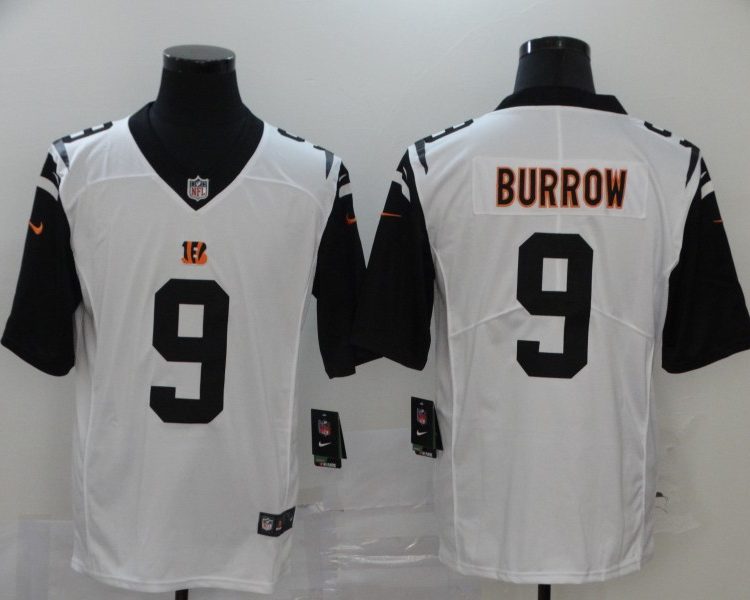 Men's Cincinnati Bengals Joe Burrow #9 White Jersey