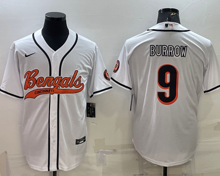 Men's Cincinnati Bengals Joe Burrow #9 White Jersey