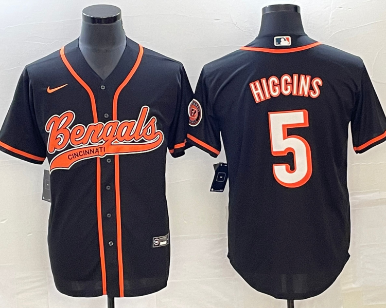 Men's Cincinnati Bengals Tee Higgins #5 Black Jersey