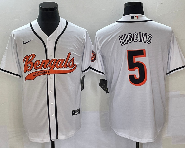 Men's Cincinnati Bengals Tee Higgins #5 White Jersey