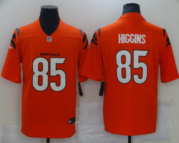 Men's Cincinnati Bengals Tee Higgins #85 Orange Jersey