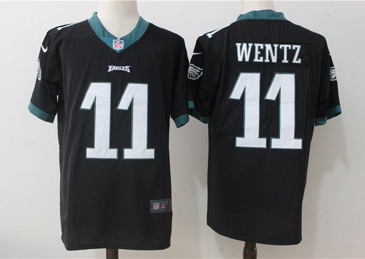 Men's Philadelphia Eagles #11 Carson Wentz Jersey Black