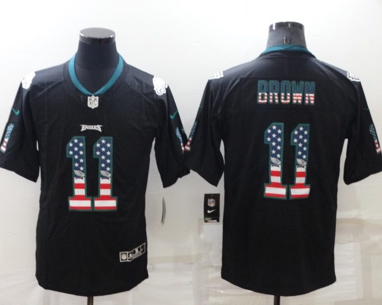 Men's Philadelphia Eagles A.J. Brown #11 Black Authentic Jersey