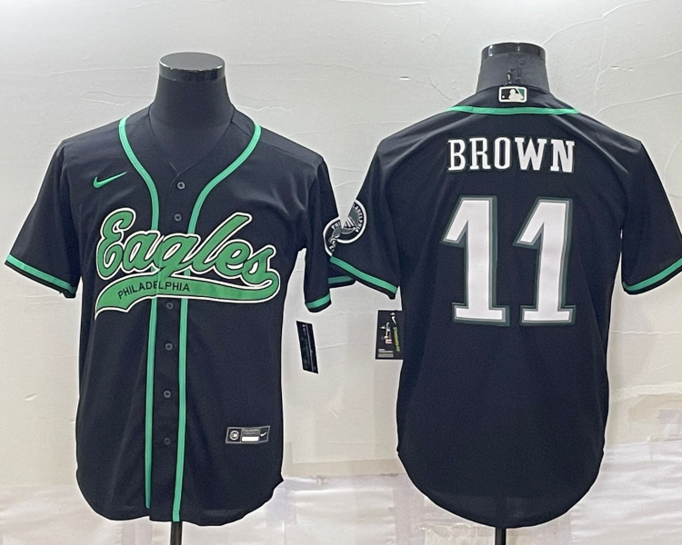 Men's Philadelphia Eagles A.J. Brown #11 Black Jersey Joint Edition