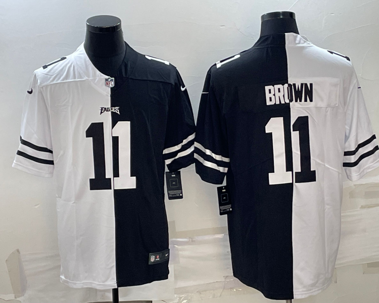 Men's Philadelphia Eagles A.J. Brown #11 Black/White Jersey