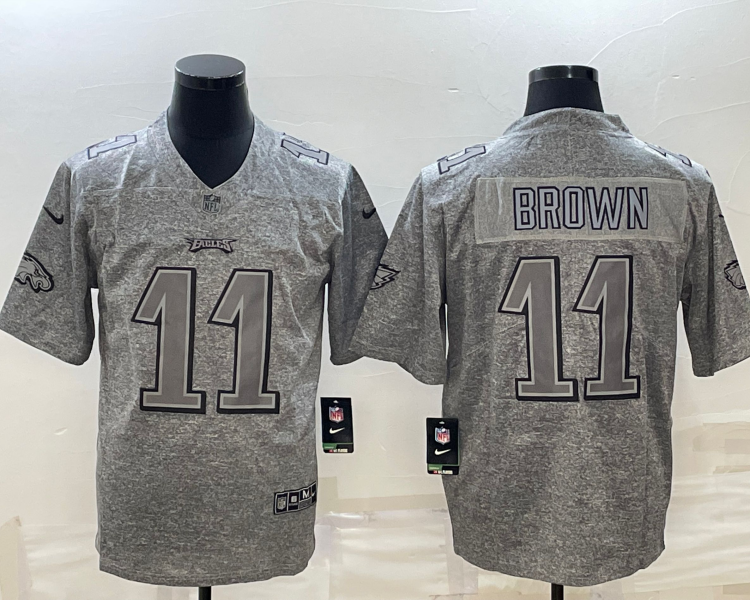Men's Philadelphia Eagles A.J. Brown #11 Gray Jersey