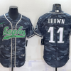 Men's Philadelphia Eagles A.J. Brown #11 Grey Camouflage Jersey Joint Edition