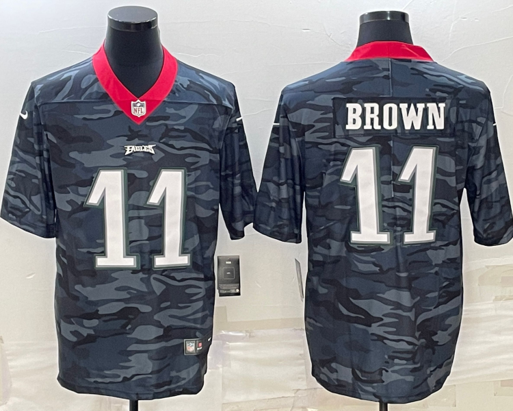 Men's Philadelphia Eagles A.J. Brown #11 Grey Camouflage Jersey