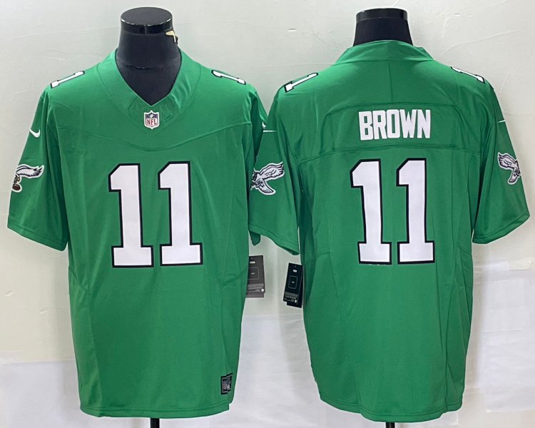 Men's Philadelphia Eagles A.J. Brown #11 Kelly Green Jersey