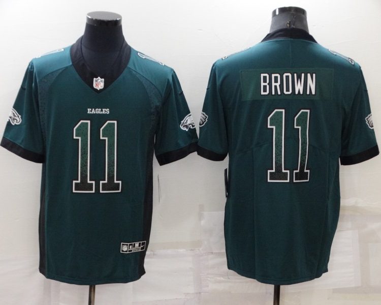 Men's Philadelphia Eagles A.J. Brown #11 Midnight Green Team Jersey
