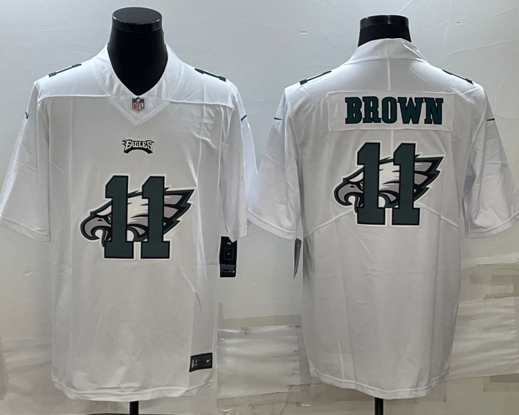 Men's Philadelphia Eagles A.J. Brown #11 White Team Jersey