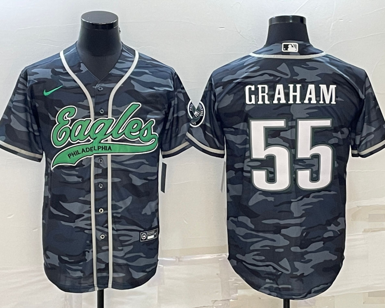 Men's Philadelphia Eagles Brandon Graham #55 Grey Camouflage Jersey Joint Edition