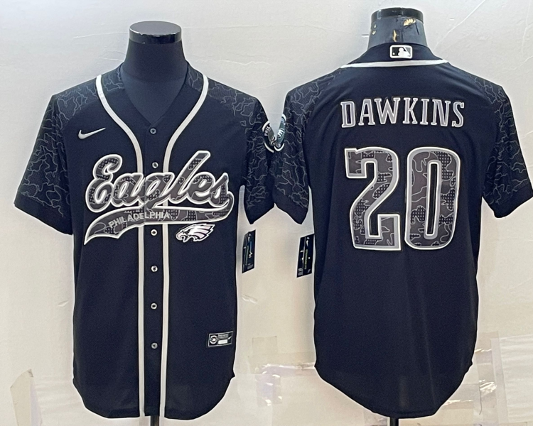 Men's Philadelphia Eagles Brian Dawkins #20 Black RFLCTV Limited Jersey Joint Edition