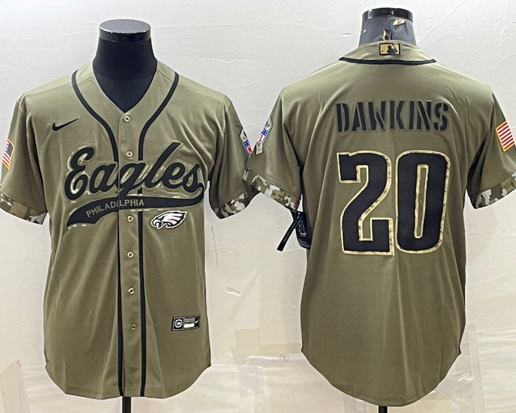 Men's Philadelphia Eagles Brian Dawkins #20 Olive 2022 Salute To Service Limited Jersey Joint Edition