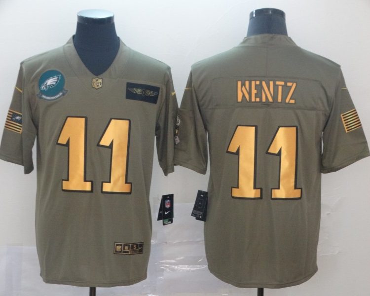 Men's Philadelphia Eagles Carson Wentz #11 Brown Jersey