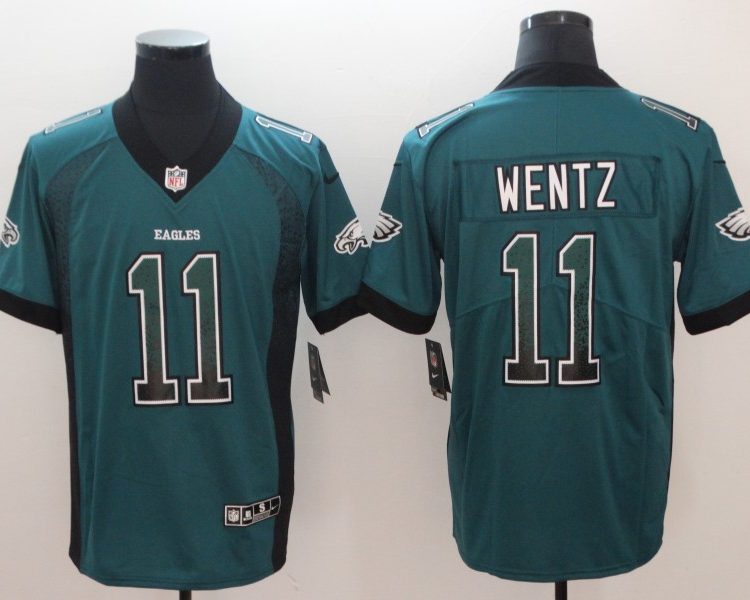 Men's Philadelphia Eagles Carson Wentz #11 Midnight Green Jersey