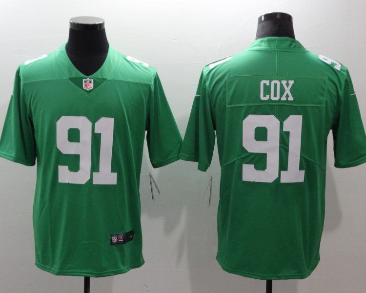 Men's Philadelphia Eagles Fletcher Cox #91 Green Jersey