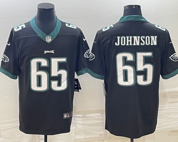 Men's Philadelphia Eagles Fred Johnson #65 Black Jersey
