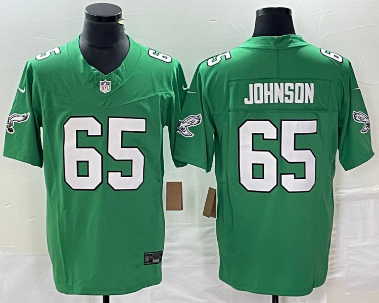 Men's Philadelphia Eagles Fred Johnson #65 Kelly Green Jersey
