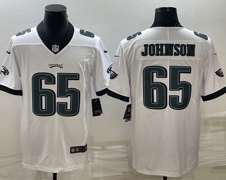 Men's Philadelphia Eagles Fred Johnson #65 White Jersey