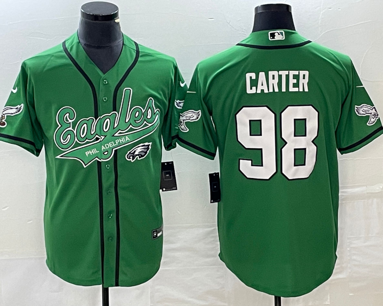 Men's Philadelphia Eagles Jalen Carter #98 Kelly Green Jersey Joint Edition