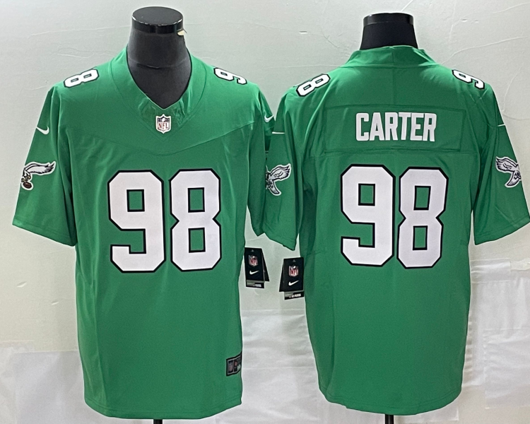 Men's Philadelphia Eagles Jalen Carter #98 Kelly Green Jersey
