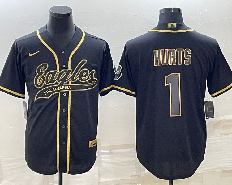 Men's Philadelphia Eagles Jalen Hurts #1 Black Jersey Joint Edition